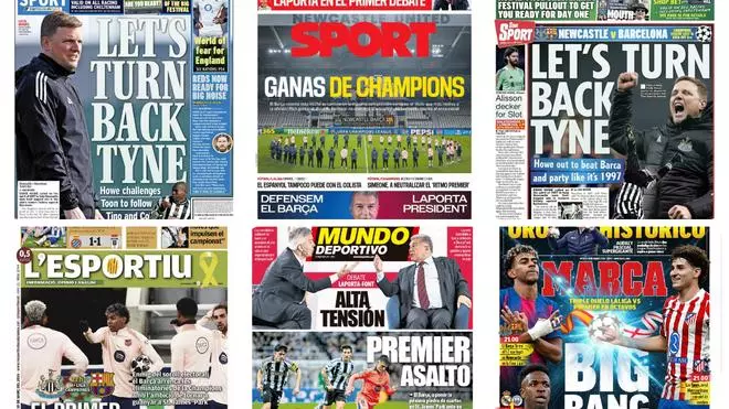 El duelo entre Barça y Newcastle, acapara la prensa española y británica