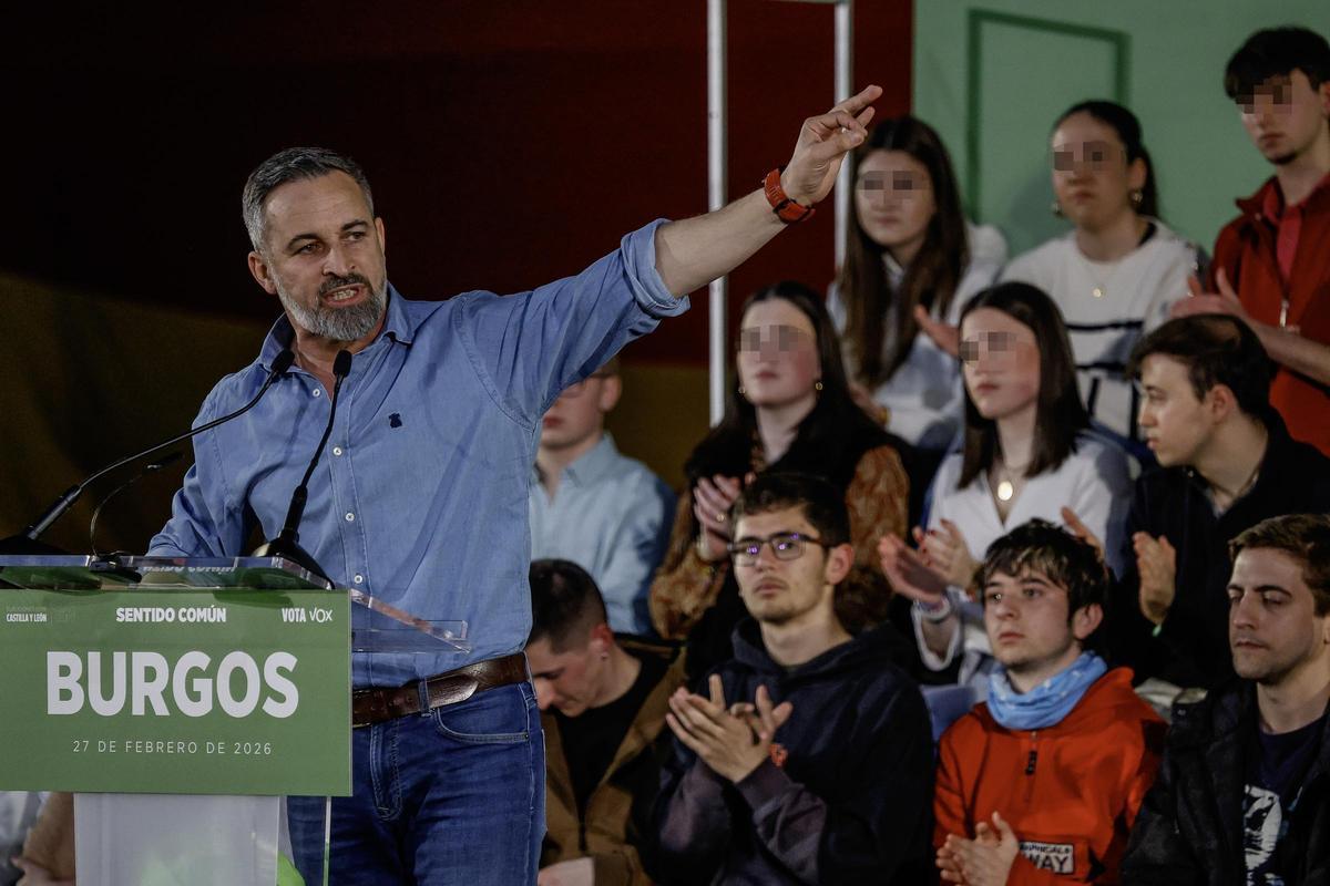 Santiago Abascal, durante el mitin electoral celebrado este viernes en Burgos.
