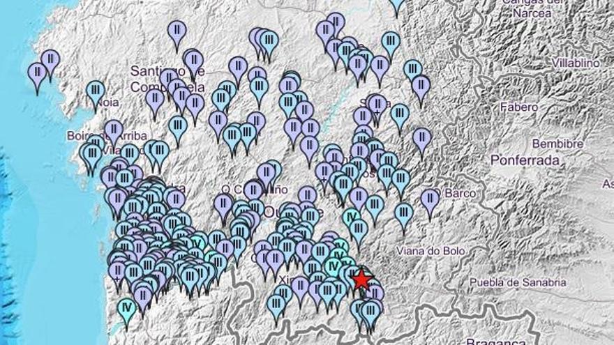 Puntos en los que se notó el terremoto.