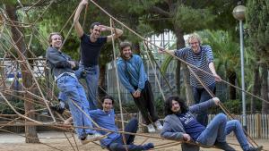 Los miembros de La Ludwig Band, en el parque de Joan Miró a mediados de octubre