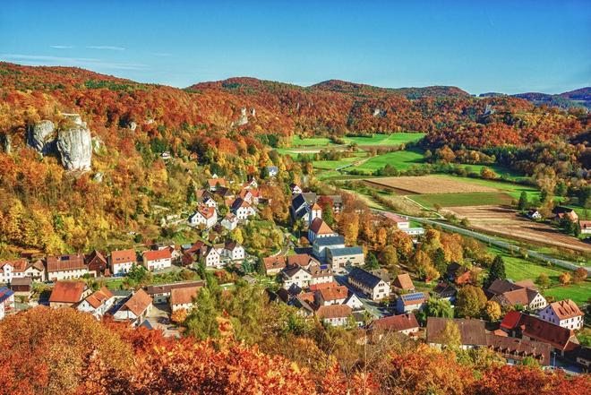 Streitberg y valle de Wiesenttal, Franconia, Alemania