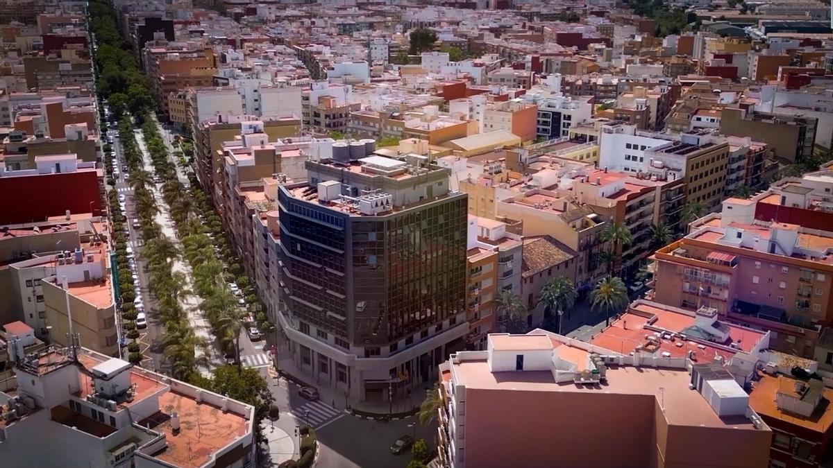 Vista área del Ayuntamiento de Torrent.