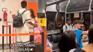 Lamine Yamal sorprende a los pasajeros de un veulo en Milán... Y destaa la locura en el autobús del aeropuerto