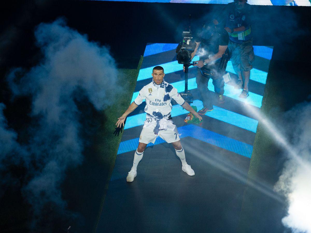 Cristiano Ronaldo celebrando la duodécima en el Santiago Bernabéu