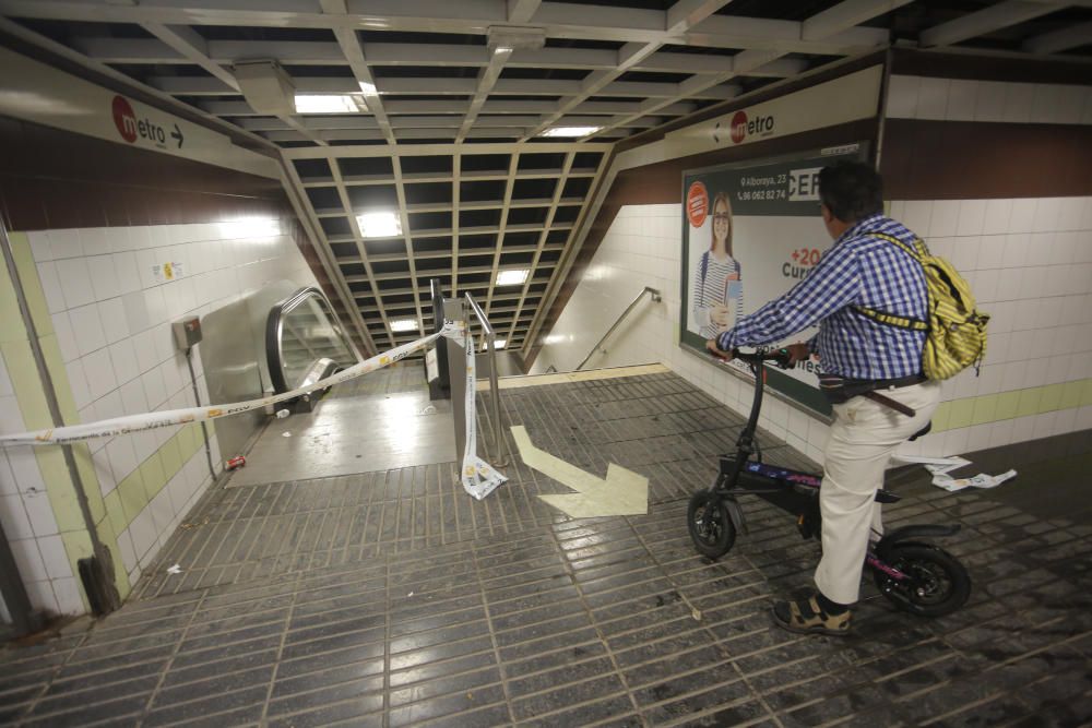 La estación de metro Turia, afectada por las lluvias