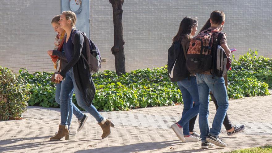 Estudiantes en el campus de la Universidad de Alicante