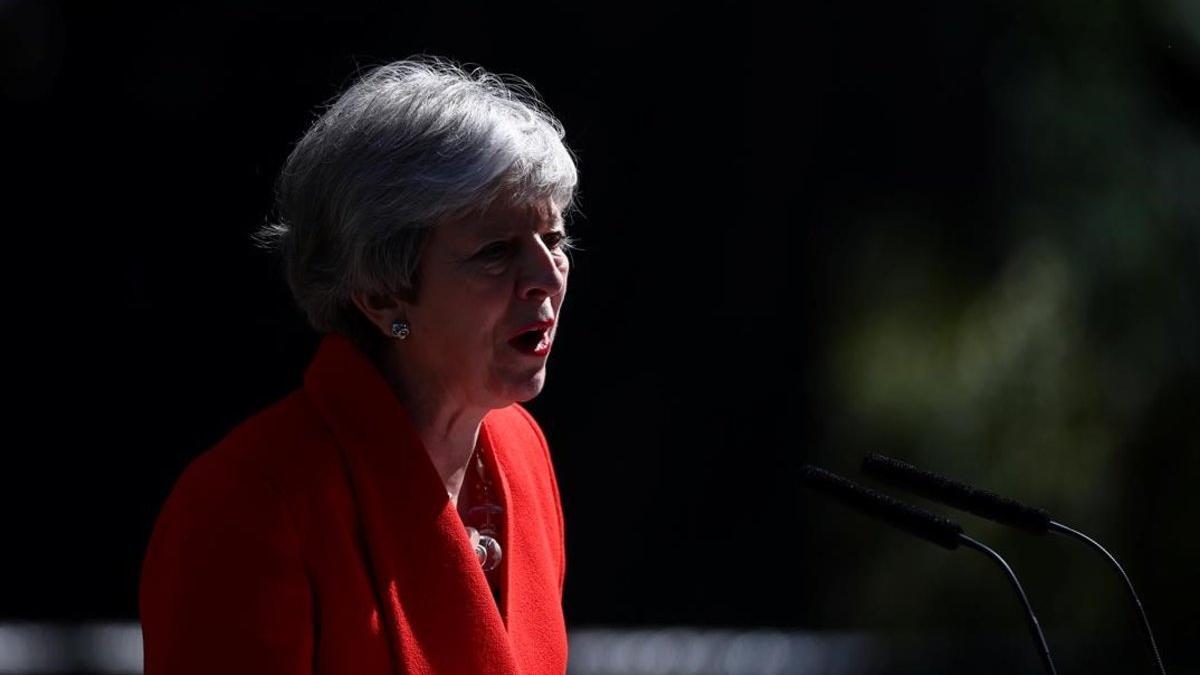 Theresa May, en la comparecencia en la que ha anunciado que deja el cargo el 7 de junio