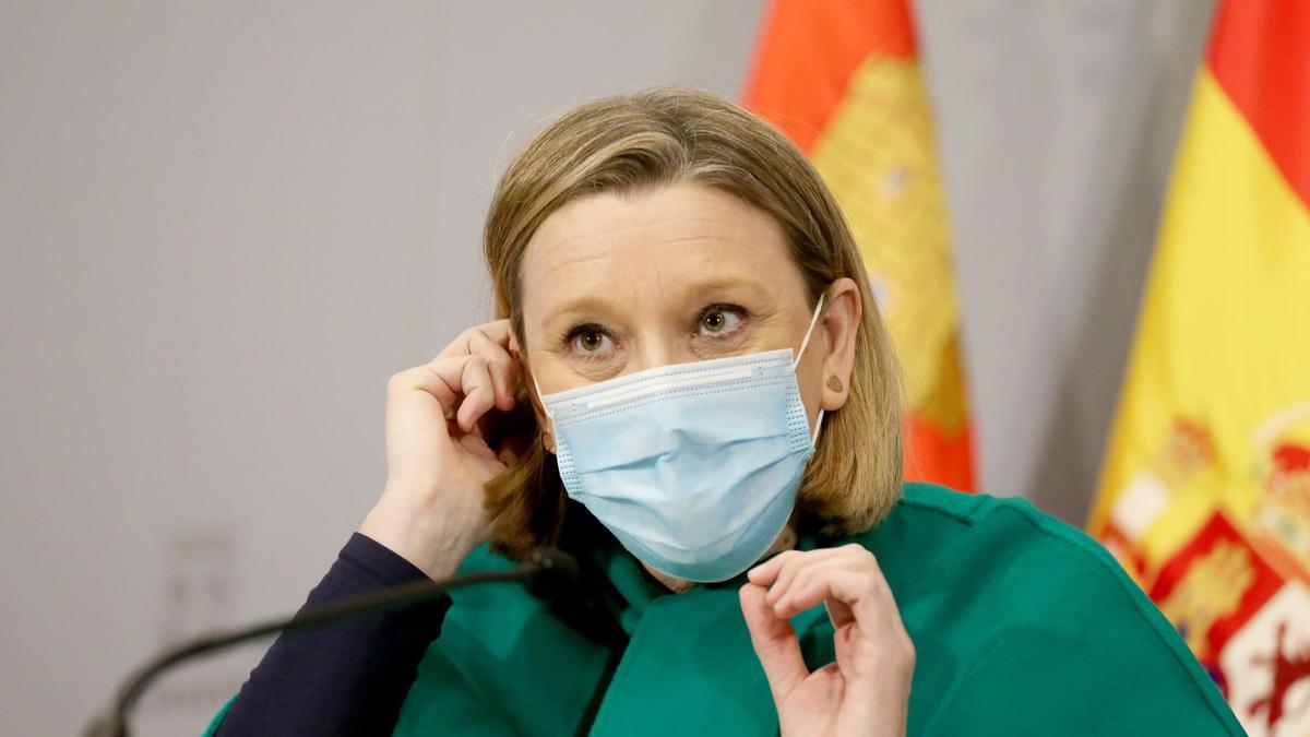 La consejera de Familia, Isabel Blanco, durante una rueda de prensa.