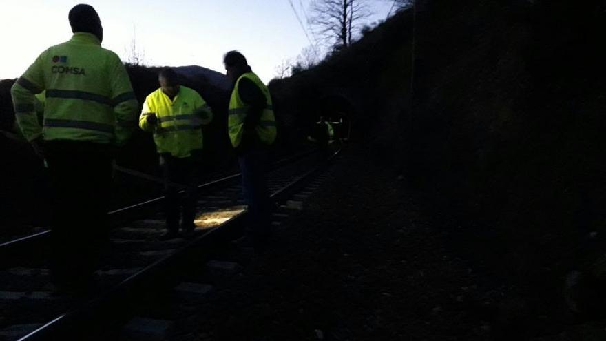 Descarrila un tren de mercancías en Lena