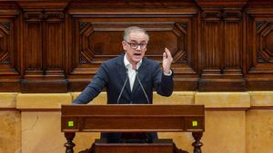 El líder de ERC en el Parlament, Josep Maria Jové, en el debate de política general.