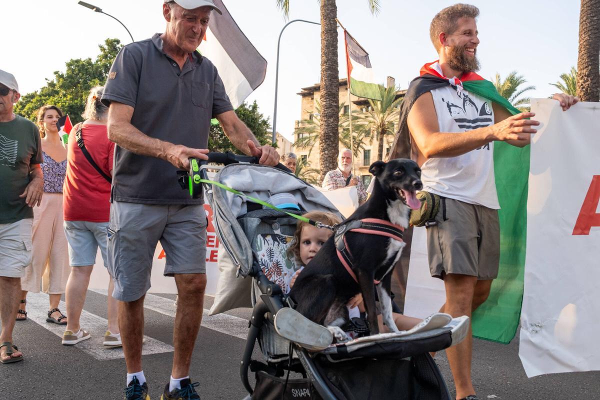 Manifestación en apoyo a Gaza y al pueblo palestino en Palma el viernes 31 de julio de 2026.