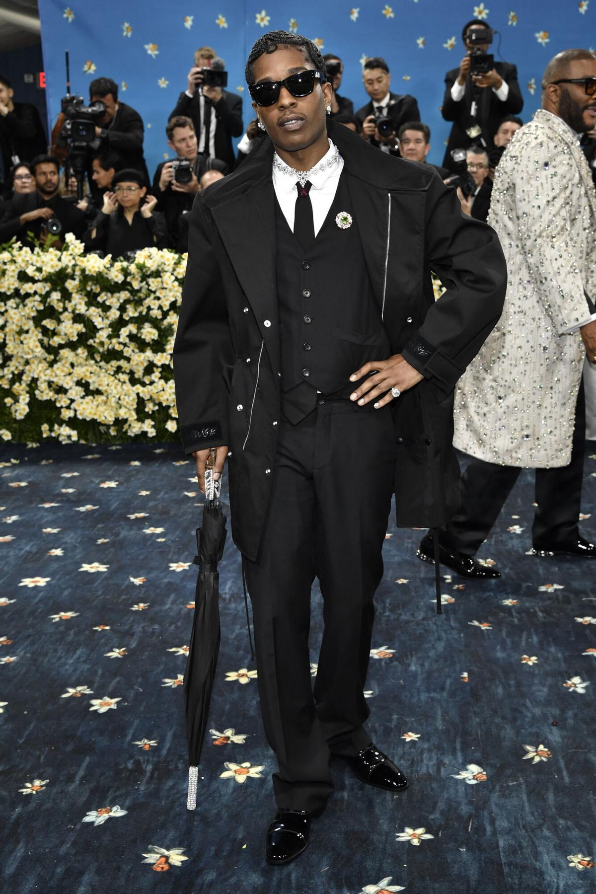 A$AP Rocky attends The Metropolitan Museum of Art's Costume Institute benefit gala celebrating the opening of the "Superfine: Tailoring Black Style" exhibition on Monday, May 5, 2025, in New York. (Photo by Evan Agostini/Invision/AP). 050525131611, 21334631