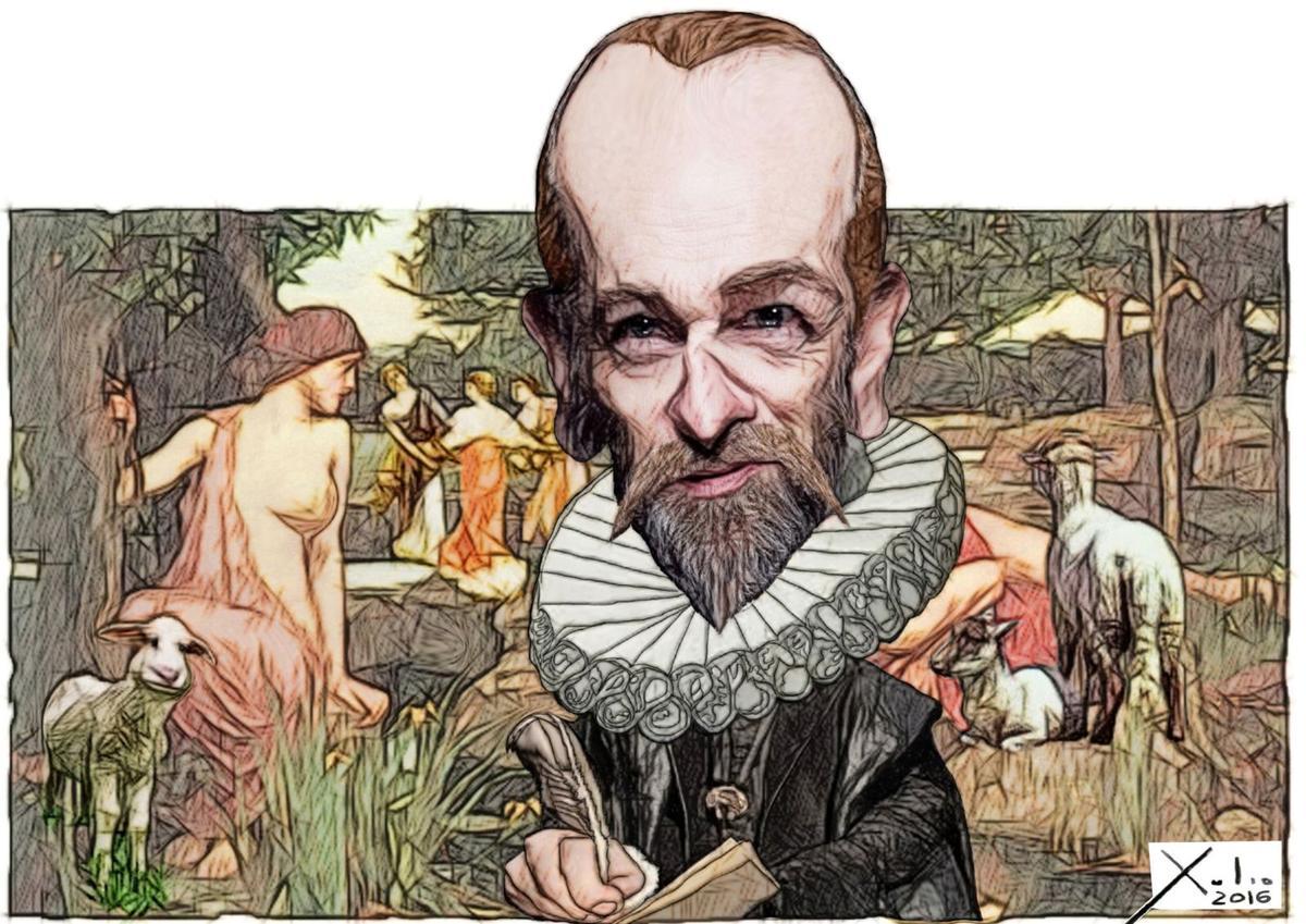 Ilustración "Miguel de Cervantes y Galatea".