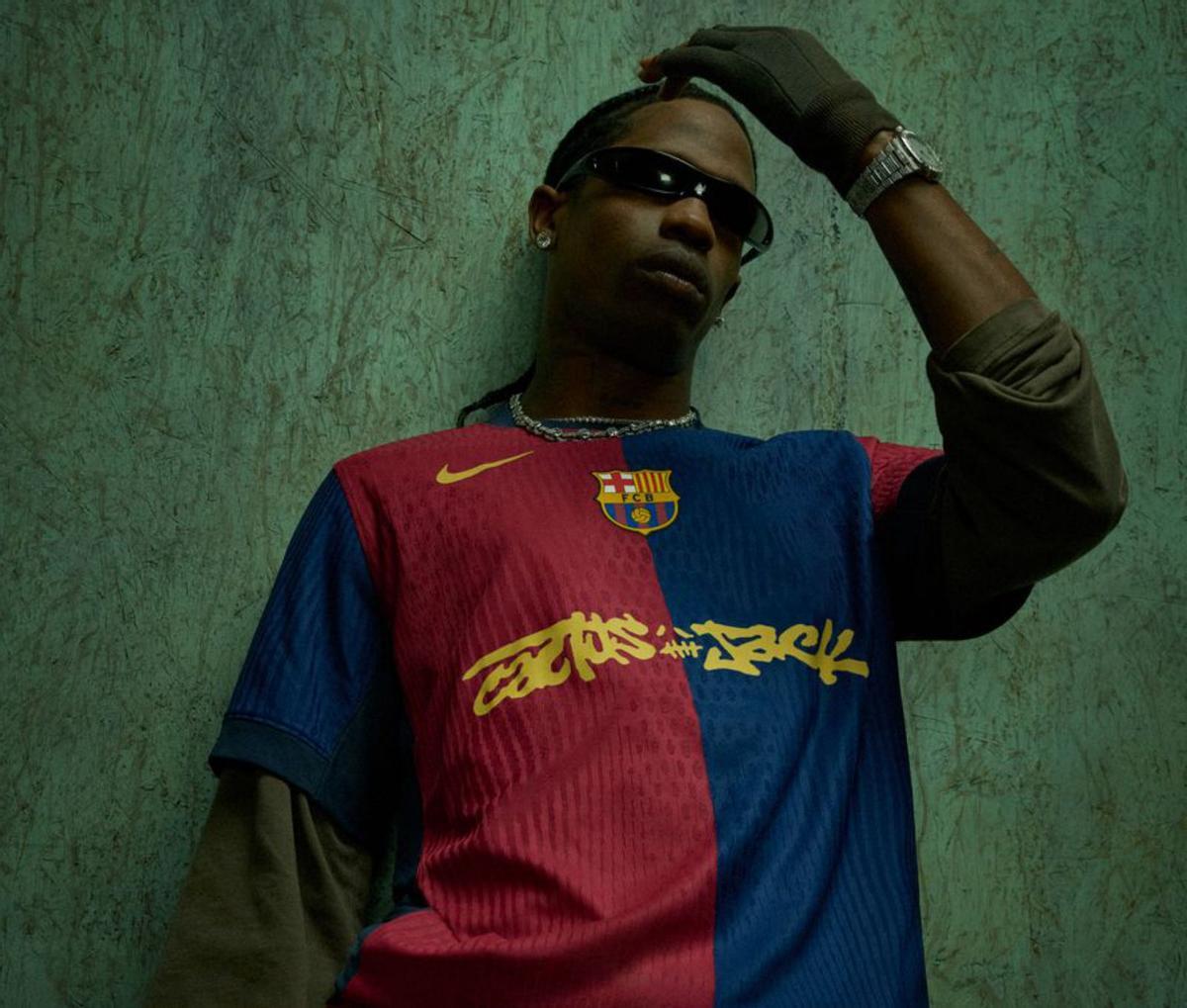 Travis Scott, a la samarreta del Barça en el clàssic Travis Scott, a la samarreta del Barça en el clàssic