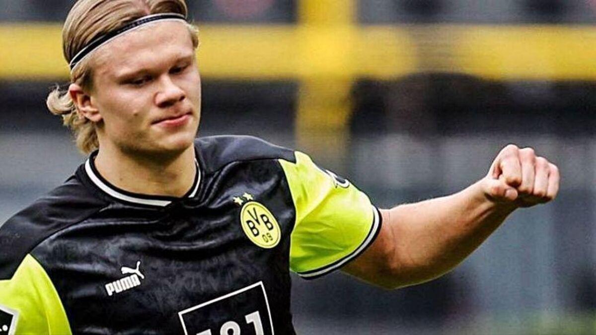 Erling Haaland, antes de un encuentro con el Borussia Dortmund.