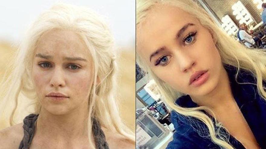 Emilia Clarke y su doble en &#039;GoT&#039;.