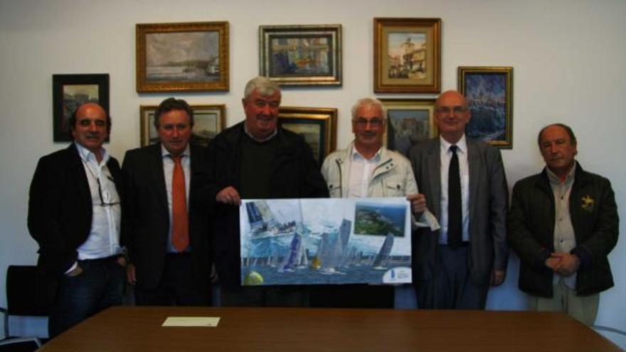 Víctor Montero, Ramón Artime, Salvador Fernández, Daniel Trichet, Michel Gay y Francisco Artime, durante la presentación de la regata.