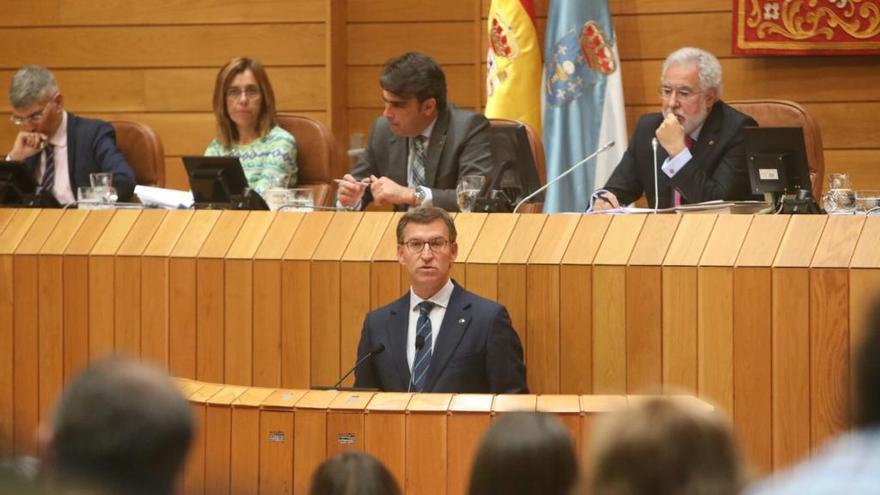 Feijóo, esta mañana, en el Parlamento. // X. Álvarez