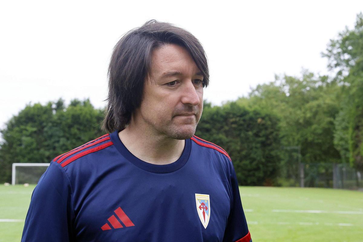 Secho Martínez, durante un entrenamiento de la SD Compostela.