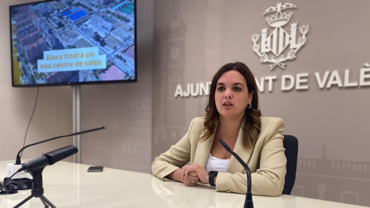 Sandra Gómez, durante una rueda de prensa