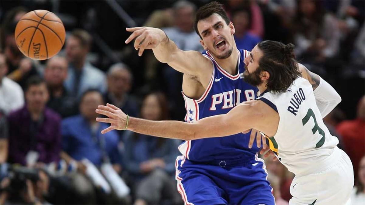 Rubio, en acción ante Saric