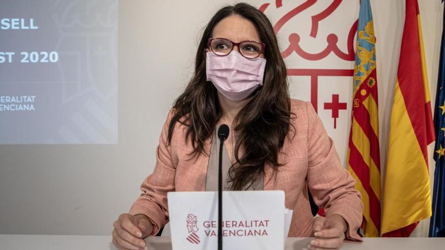 Mónica Oltra, durante la rueda de prensa posterior a la reunión plenaria semanal del Gobierno Valenciano.