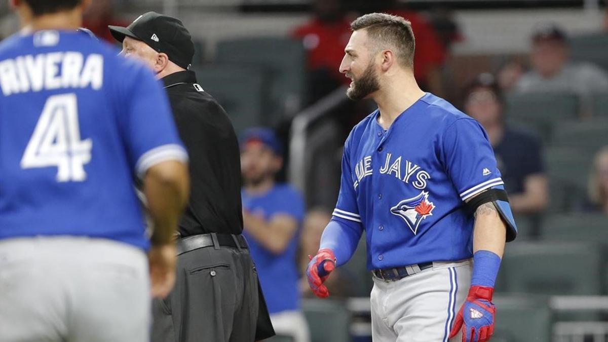 Kevin Pillar durante el partido contra Atlanta Braves