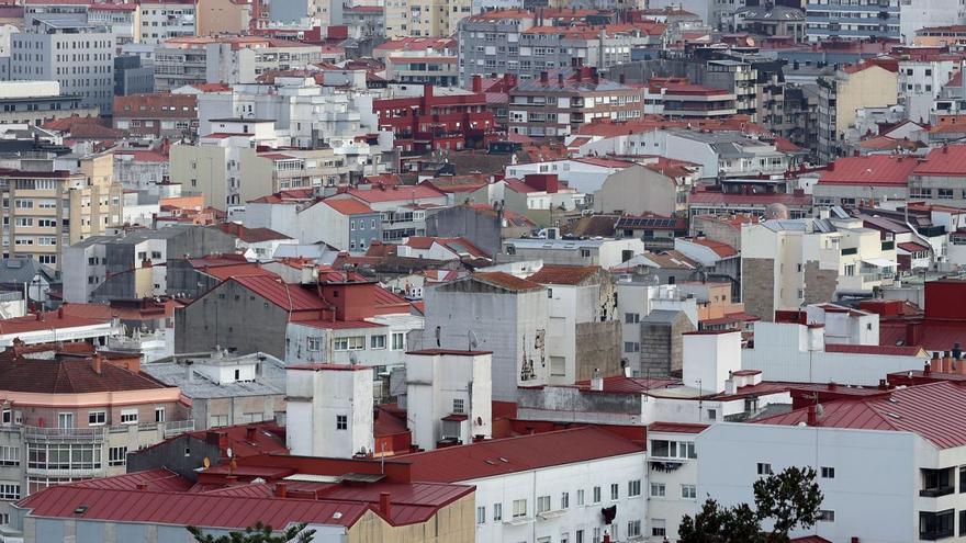 Vista aérea de parte de los edificios de la ciudad de Vigo.