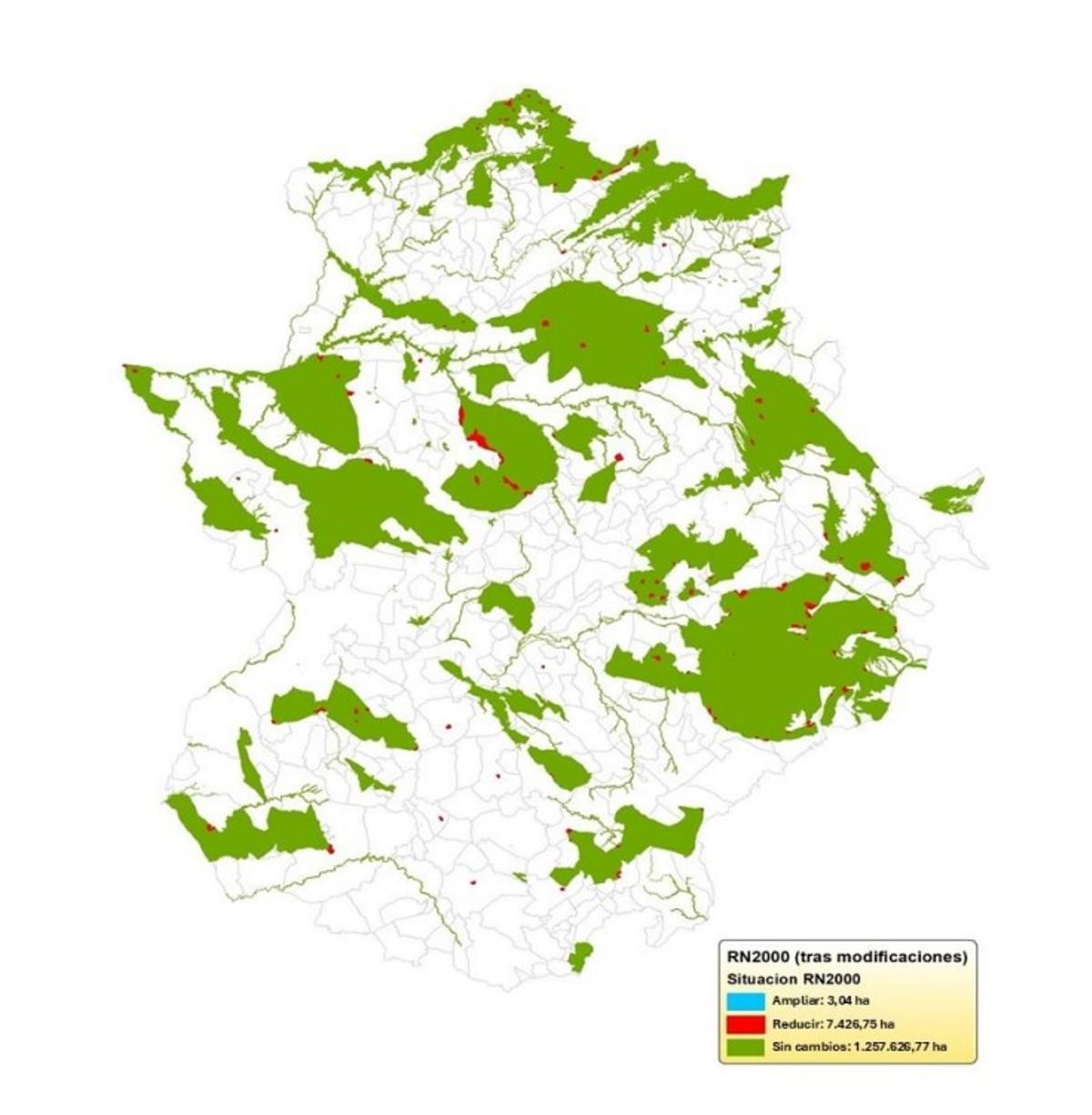 Cartografía de modificación de límites en la Red Natura 2000.