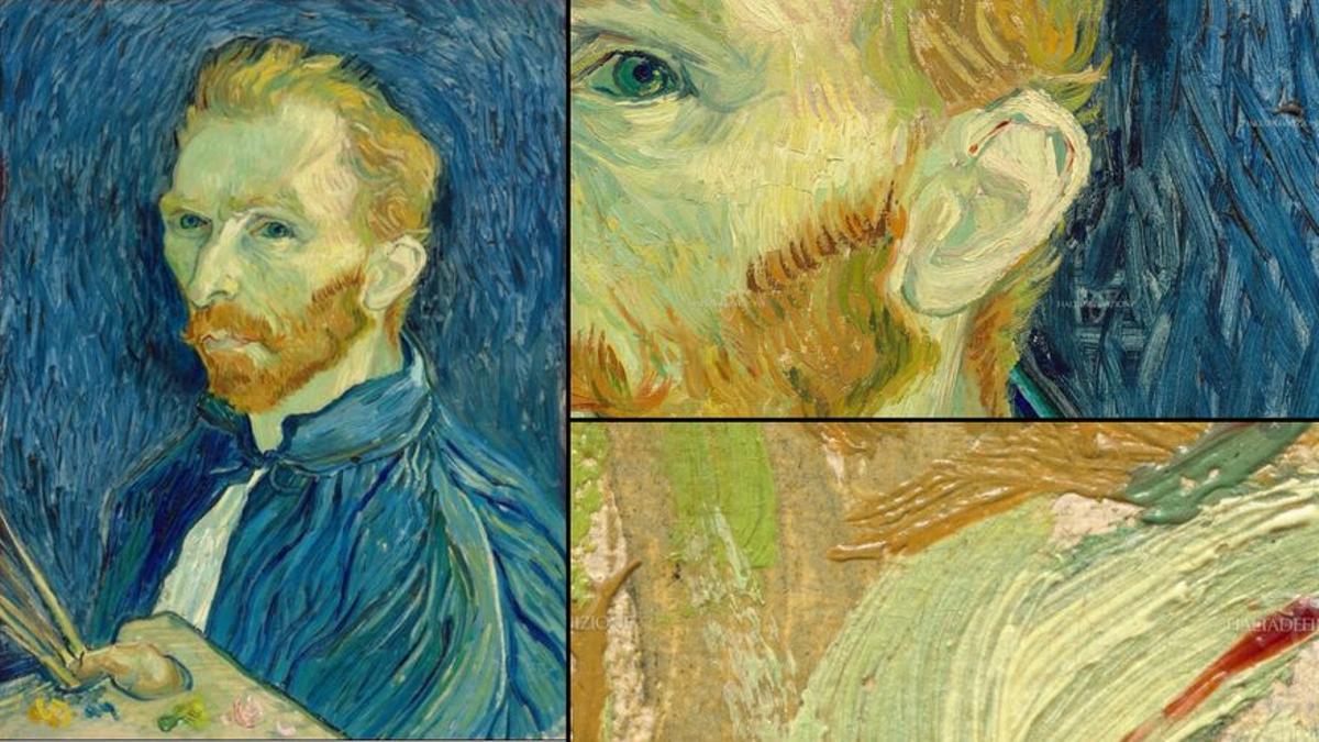 El pintor, Vincent van Gogh, desde diferentes encuadres y con detalle. 