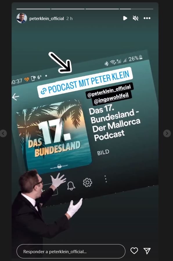 Peter Klein empfiehlt seinen Followern auf Instagram die Podcast-Folge mit Ingo Wohlfeil.