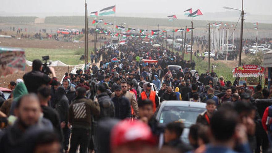 Manifestación palestina en Gaza