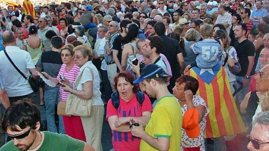 Assistents a la manifestació contra la retallada de l&#039;Estatut, el 10 de juliol del 2010 a Barcelona