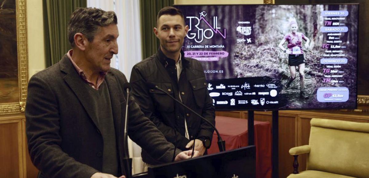Jorge Pañeda y Alejandro Torre, en la presentación del Trail de Gijón.