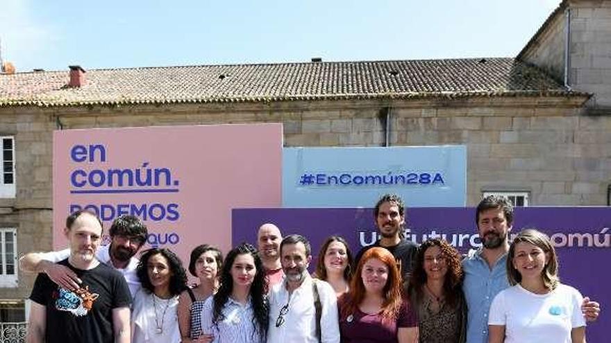 Miembros de Unidas Podemos, ayer en Pontevedra. // Gustavo Santos