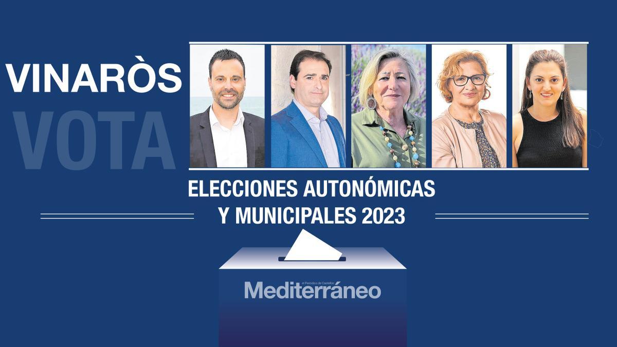 Los cinco candidatos de Vinaròs cuyos partidos cuentan actualmente con representación en el Ayuntamiento.