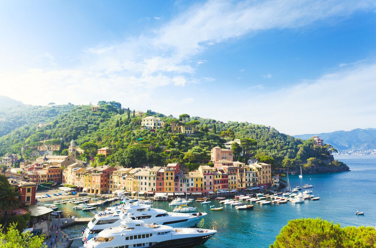 Espectacular vista de Portofino, Liguria, Italia.