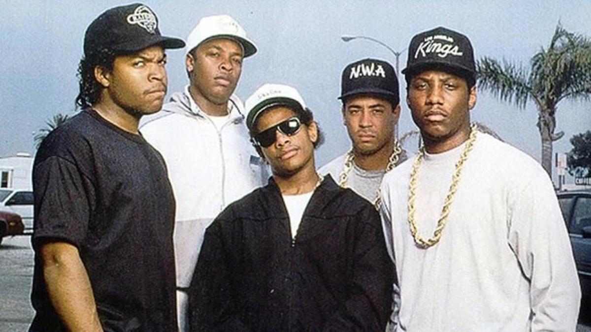 La formación original de N.W.A., en una imagen de finales de los años 80.