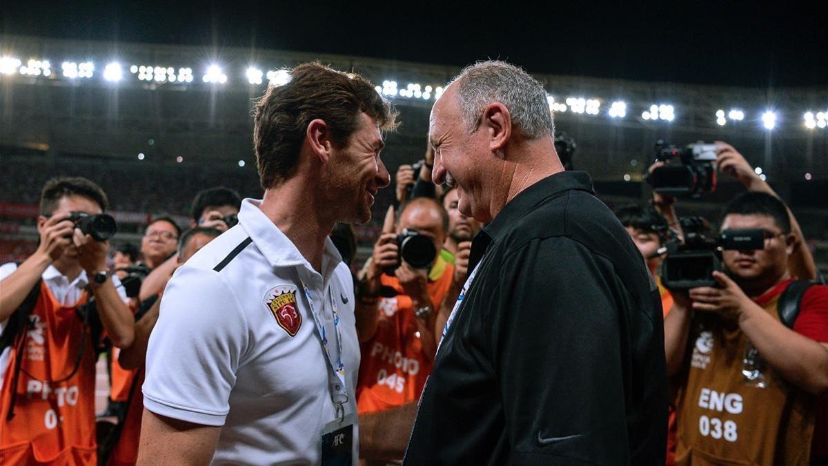 Villa Boas y Scolari, antes de los cuartos de final de la liga de campeones de Asia.