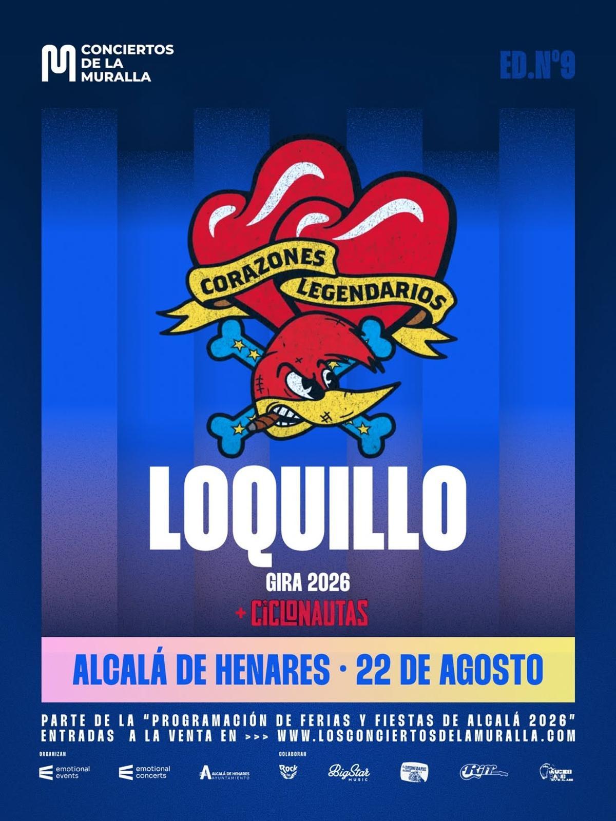 Cartel concierto Loquillo en Alcalá de Henares
