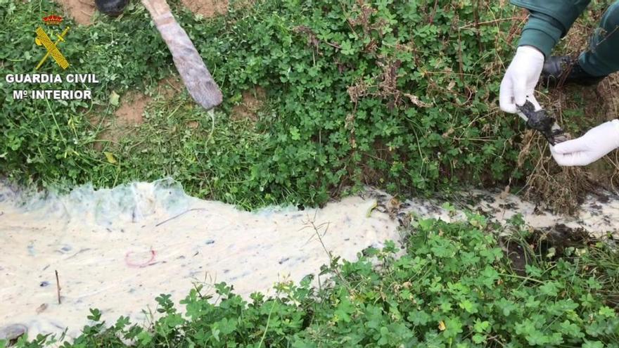 La Guardia Civil investiga en Orihuela un vertido tóxico en un canal de riego