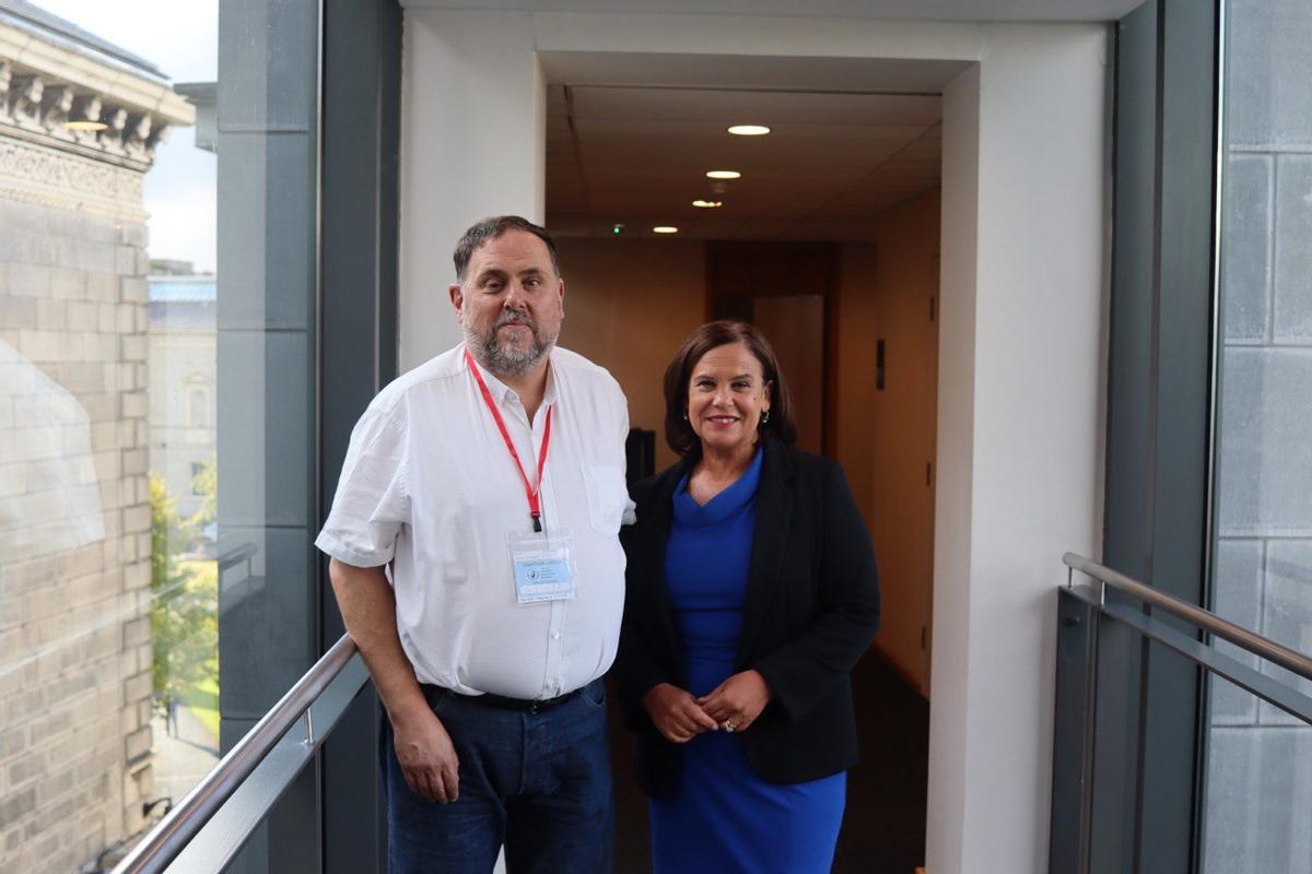 Imagen de archivo del líder de ERC, Oriol Junqueras, y la presidenta del Sinn Féin, Mary Lou McDonald.