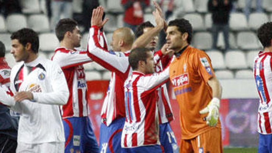 El Sporting celebrando una victoria liguera.