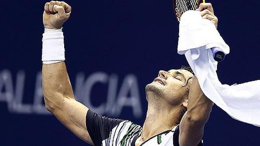 Ferrer celebra su victora ante Verdasco.