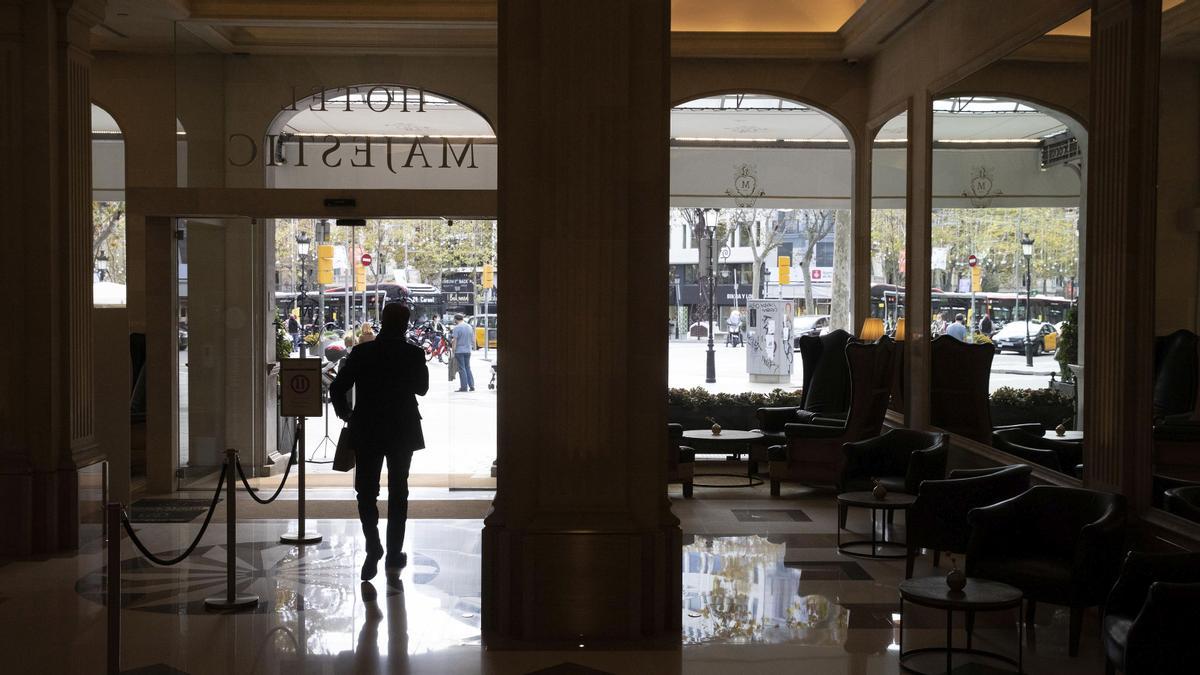 Vestíbulo del Majestic Hotel &amp; Spa Barcelona, uno de los que esperan alcanzar el lleno durante el MWC.