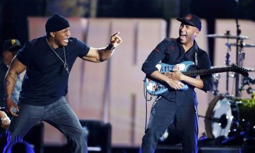 LL Cool J performs with Morello at the 55th annual Grammy Awards in Los Angeles