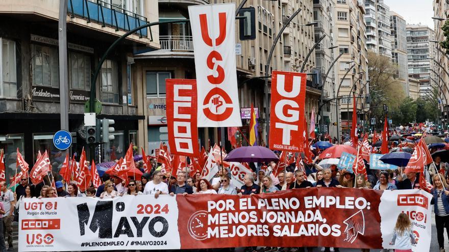 Las marchas del 1 de mayo de Murcia recorren la Gran Vía