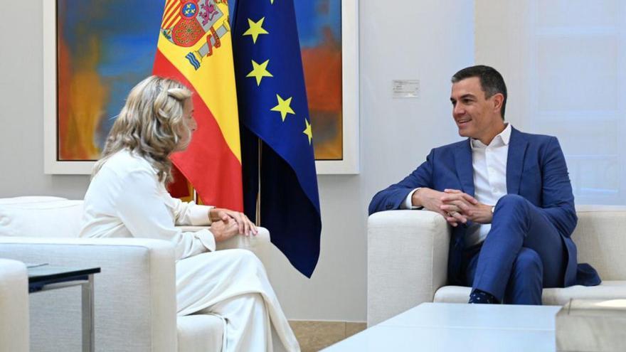 Pedro Sánchez i Yolanda Díaz, al Palau de la Moncloa | FERNANDO VILLAR/EFE