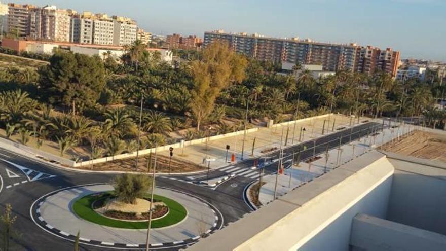 Vista aérea de los nuevos accesos al campus de Elche de la Universidad Miguel Hernández.