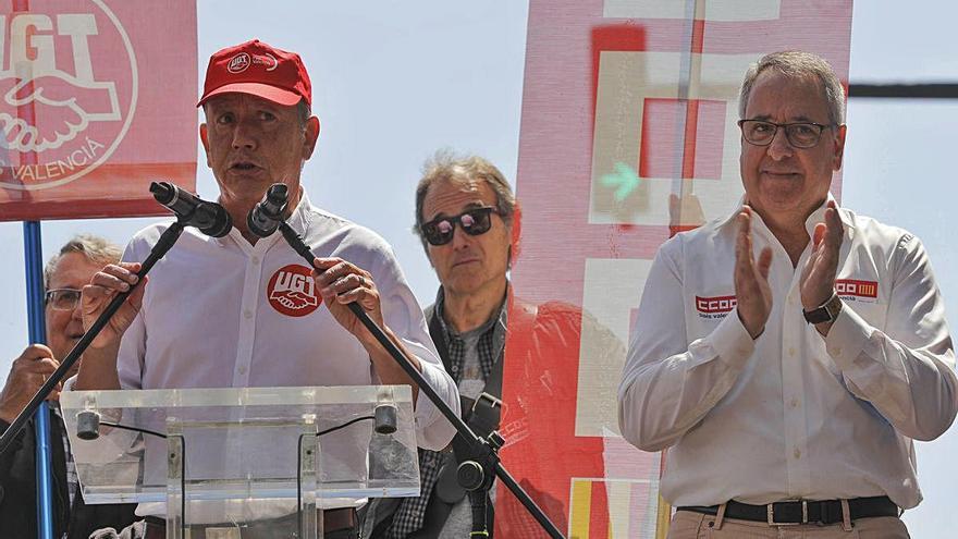 ismael Sáez y Arturo León, en la manifestación de 2019.